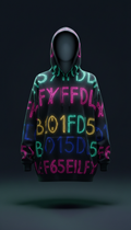 Oversized hoodie with glow glyphs